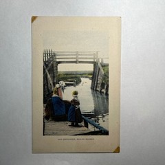 1920 VTG Postcard Oud Bruggetje Eiland Marken Netherlands Dutch Kids Litho ATQ