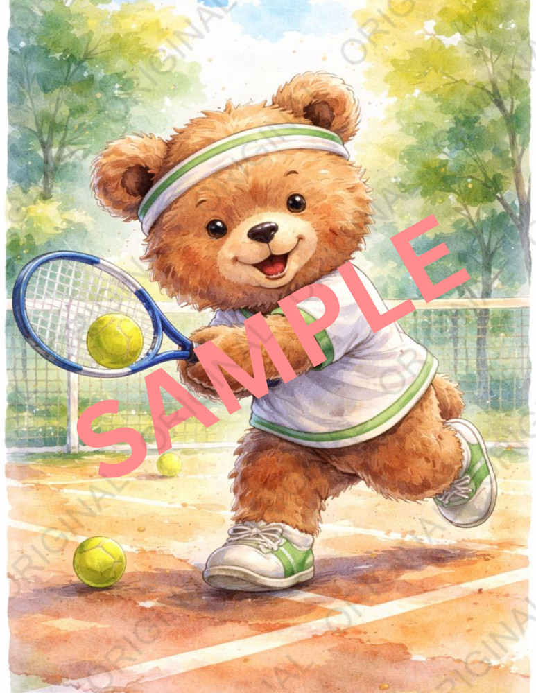 Digital Photo of Bear Playing Tennis