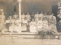 Steinhaus Family Photo Ladies Vtg Orig. 1910s 20s Sepia Tone Porch Photograph