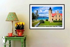 Mackinac Point Lighthouse and Mackinac Bridge Photo Prints, Mackinaw City, MI