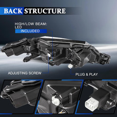 Headlight Assembly Compatible with 2018-2023 Toyota Camry L/LE/SE Sedan OEM LED