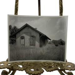 Abandoned Railroad Station Depot 4×5 Black White Glossy Photograph Original