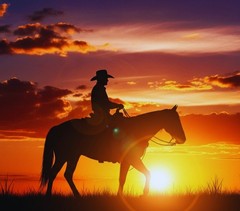 Cowboy Riding Horse Digital Image Picture Photo Wallpaper Background Desktop