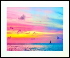 KEY WEST Sunset 11×14″ Matted Art Photo Photograph Sailing Colorful Boat Rainbow