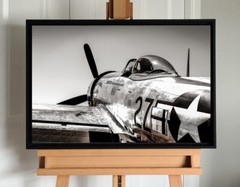 WWII Aircraft Photography, Wall Art on Canvas, P-47D Thunderbolt, 20″x30″ Framed