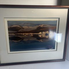 Vtg Framed Photograph North Pole~Midnight Sun~Signed Triple Matted 17”x21” READ