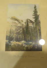Vintage Glass Framed Valley to Snowcap Mountain Picture 3.5″ X 5.25″