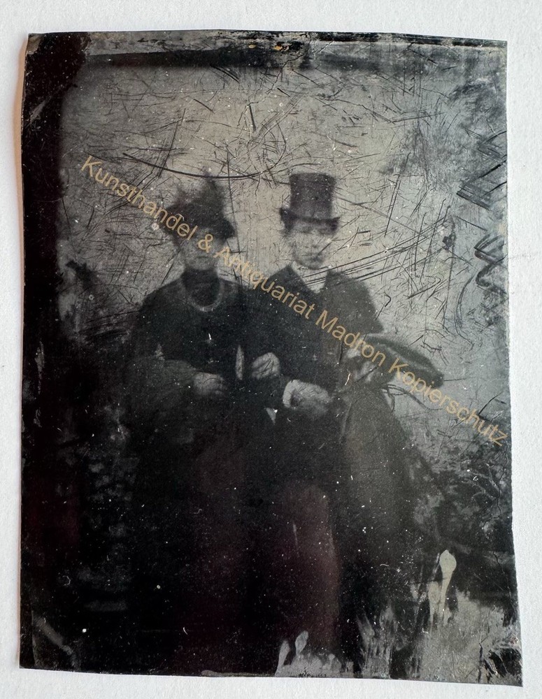 orig. Photo Ferrotype Tintype around 1890 Photograph on Copper Man Woman