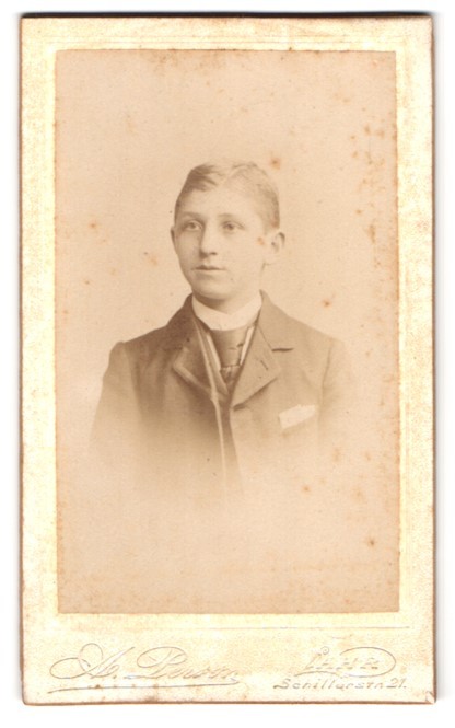 Photograph A. Person, Lahr, Schillerstr. 21, young boy in suit with styled
