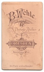 Photograph B. Wehle, Dresden, Marienstr. 44, Portrait Young Lady with Collar Bros