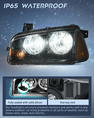 Headlight Assembly Compatible with 2006 2007 2008 2009 2010 Dodge Charger Black