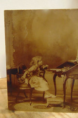 Antique Portrait Photo Woman Child Writing Reading Baker’s Art Gallery 1898 Ohio