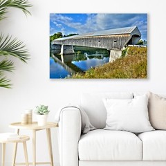 New England Landscape, Covered Bridge – Fine Art Photo on Metal, Canvas or Paper