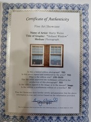 Marty Weiss Photograph. «Holland Window» 19″ x 13″ W/COA