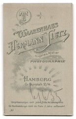 Photograph Hermann Tietz, Hamburg, size Burstah 12-14, portrait of older gentleman in