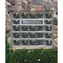 Clearly Secure 24 in x 6 in x 3 in Hopper Vent for Glass Block Windows HV246A