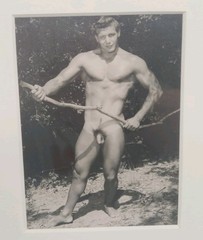Vintage 12×15 Framed Nude Male Physique 4×5 Photo Original 1950s Bruce Bellas