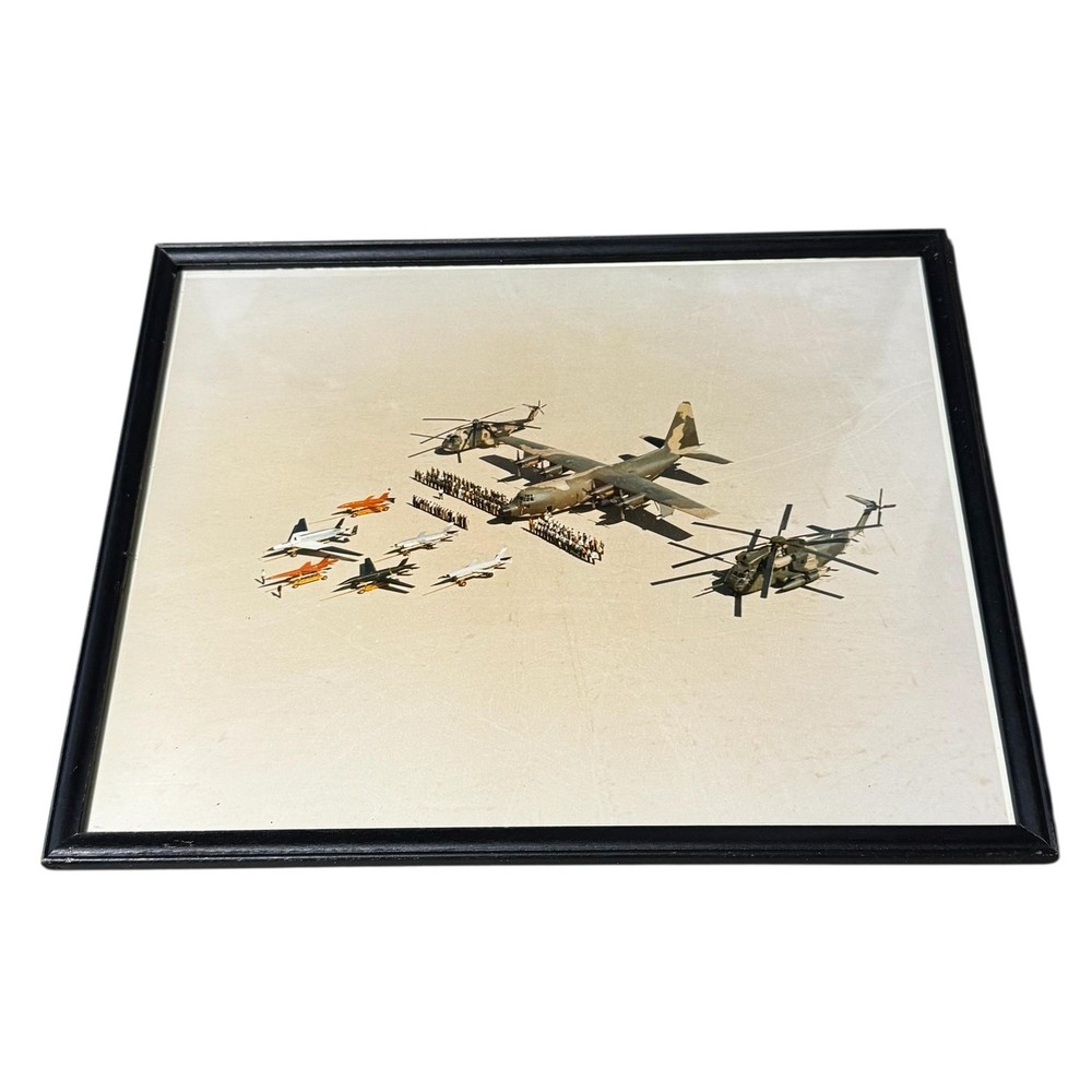 Vintage Military Aircraft Helicopters Formation Color Photograph 11×14 Framed