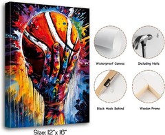 Framed Basketball Wall Art Prints,Color Graffiti Basketball Art Prints,Basket…