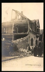 3 photographs view of Oppau, destroyed city after the explosion on 21.09.1921