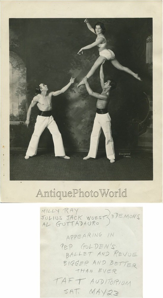 Golden Ballet acrobats antique art photo