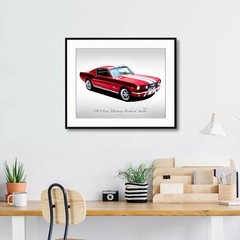 Classic Cars – 1965 Ford Mustang Fastback Shelby – Red – Muscle Car – Print