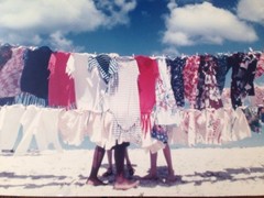 Vtg 70s Hippy Tropical Colorful Aloha Hawaiian Clothes Line Color Photograph Art