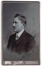 Photograph Karl Riß, Vienna, Young Man Mr. Schossmann in Suit with Great, 1909