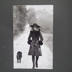 Original Film Photo 1970s Mode Portrait Young Woman With Dog
