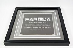 Framed Family Saying Rhythm and Melody 12″x12″x1.25″ Black Shadow Box Style