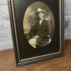 Antique Black and White Portrait in Wood Frame