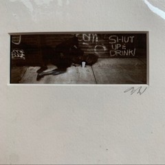Pinhole Photograph Art of NYC Street, «Shut Up & Drink»