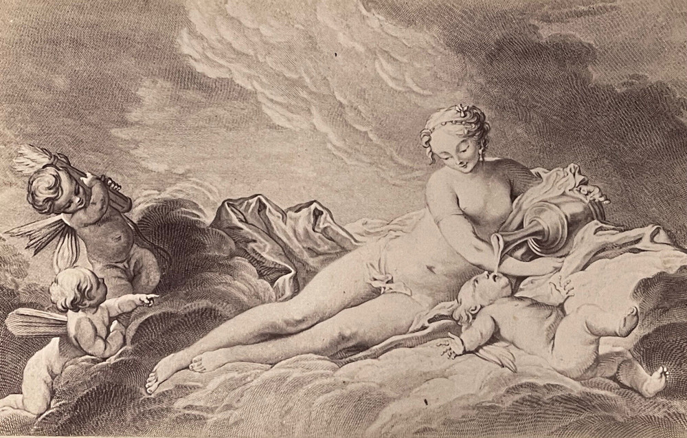 Curiosa Albumen Photograph Engraving François Boucher A. Calavas Paris 1875