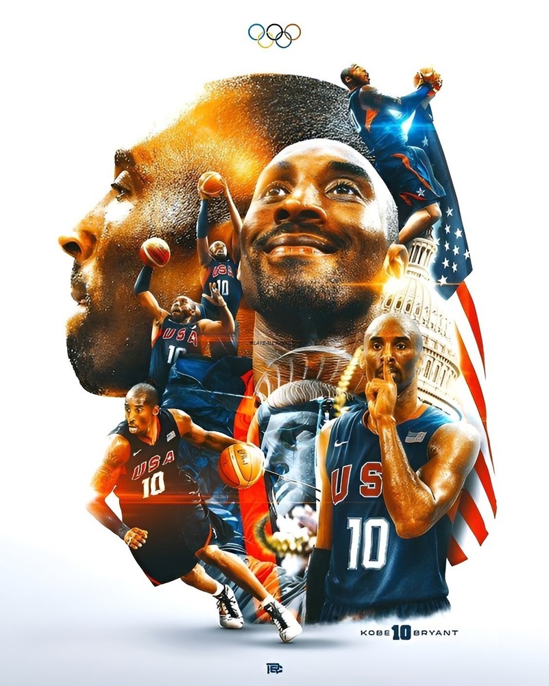 Kobe Bryant usa 8×10 Colorized Print-FREE SHIPPING