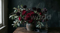 Dark Red Roses Moody Floral Digital Download Printable Wall Art Gothic Decor