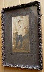 MINIATURE ANTIQUE OLD PHOTOGRAPH VINTAGE FRAME COLORADO SPRINGS LABEL YOUNG BOY
