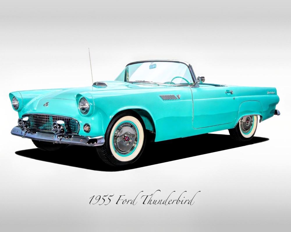 Classic Cars – 1955 Ford Thunderbird – Thunderbird Blue – Print