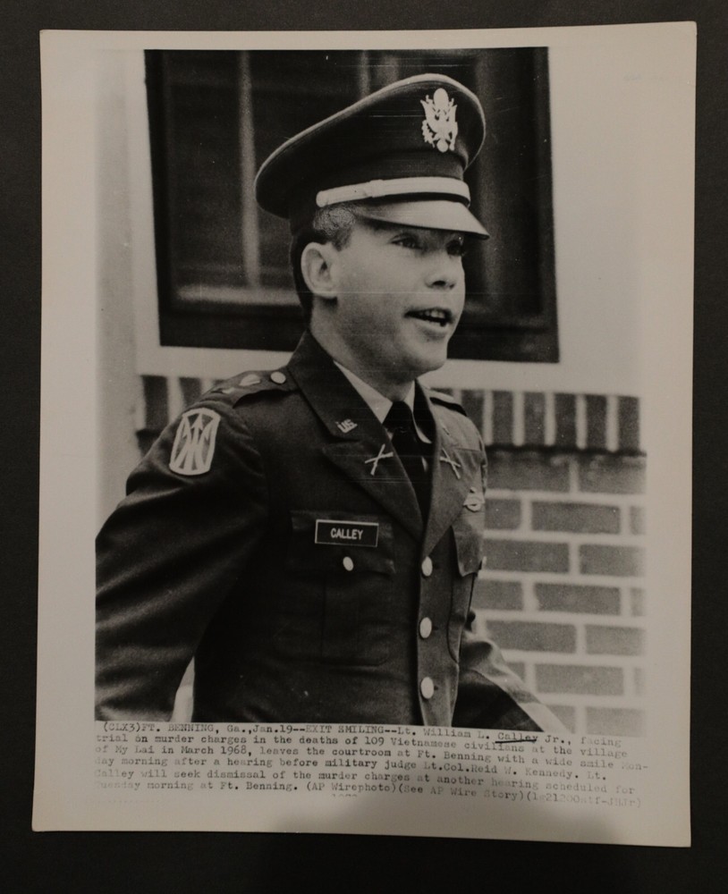T William L Calley leaves court press photograph 8×10, b/w