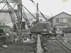 50s Working Gantry Crane & Railroad Cars Construction Crew Photographs Negatives