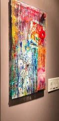 ABSTRACT MIXED MEDIA PAINTING LAYERED ACRYLIC/LUCITE DOUBLE SIDED GRAHAM CALAM