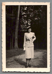 2x Photo Elegant Young Lady in Forest Süderbrarup Schleswig 1930s (F1142)