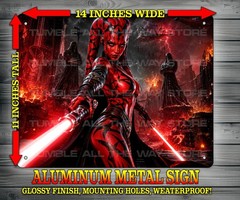 Sexy Darth Talon Dual Lightsabers Star Wars Metal Sign Wall Art 14″ x 11″