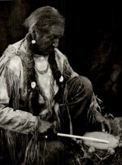 1972 Original Edward Curtis Indian Man Peyote Drummer Art Photo Gravure