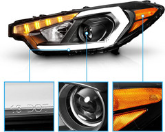 for 2014-2016 Kia Forte W/Led Position Models Projector DRL Light Tube Black Rep