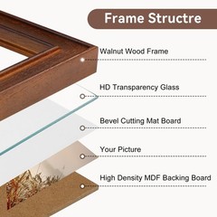 SNAPSHOT 12×12 Picture Frame, Natural Walnut Wood Photo Frame Set with Real H…