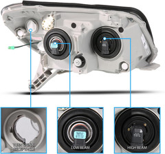 for 2006-2009 Toyota 4Runner LED Tube Bar Projector Black Replacement Headlights