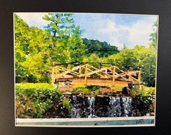 Wooden Bridge Digital Watercolor Original Photograph 8 X 10 Mat 11 X 14 – Signed