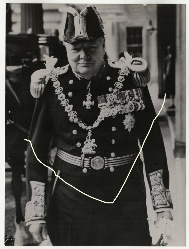 24x18cm Vintage Archive Photo 1953 Sir Winston Churchill in Parade Uniform Photo