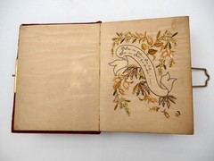 Antique Photo Album No Pictures 16x21cm Red Velvet Cover With Metal Clasp