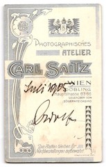 Photograph Carl Saitz, Vienna, Hauptstrasse 63-65, portrait of a man 1905